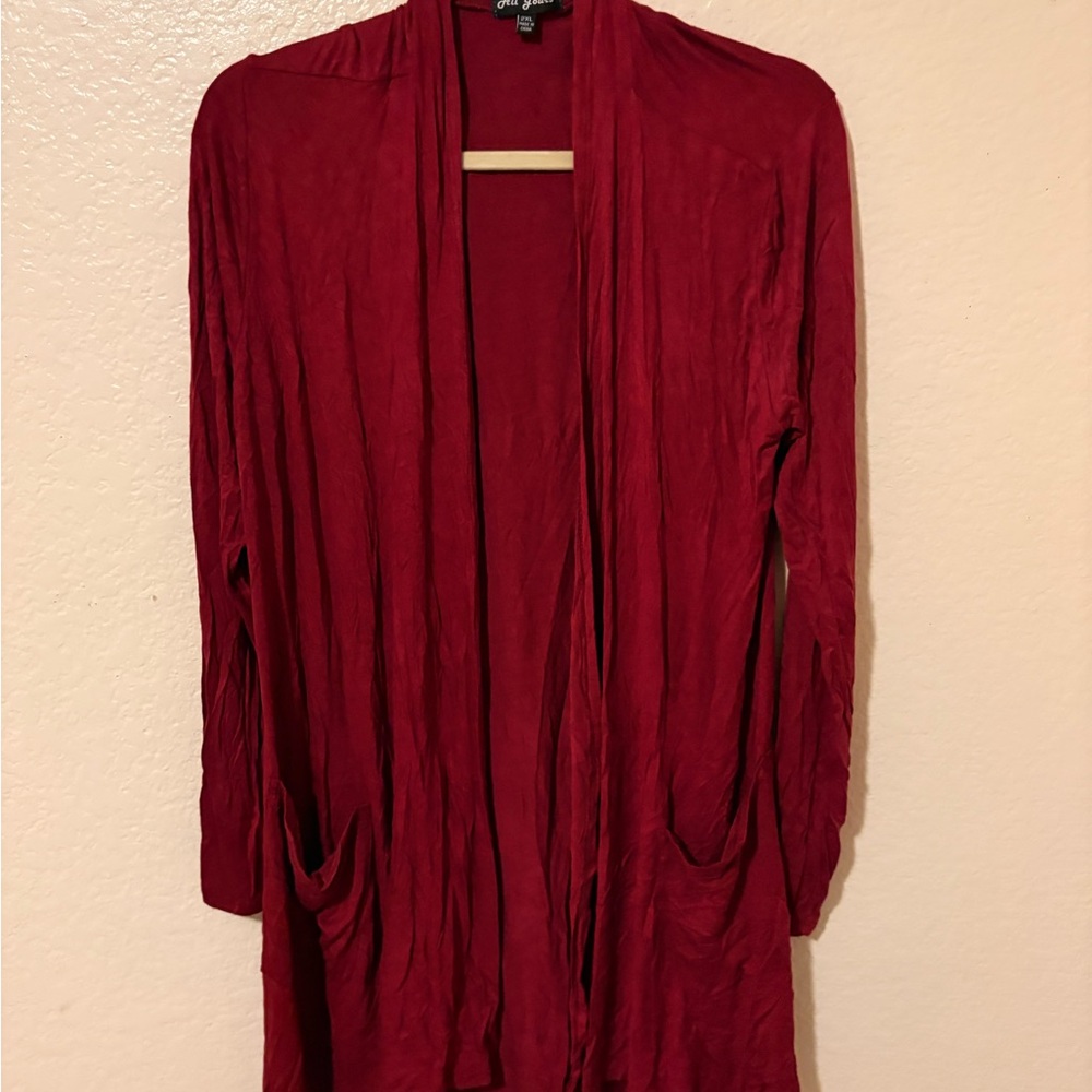 Elegant Deep Red Women's Cardigan